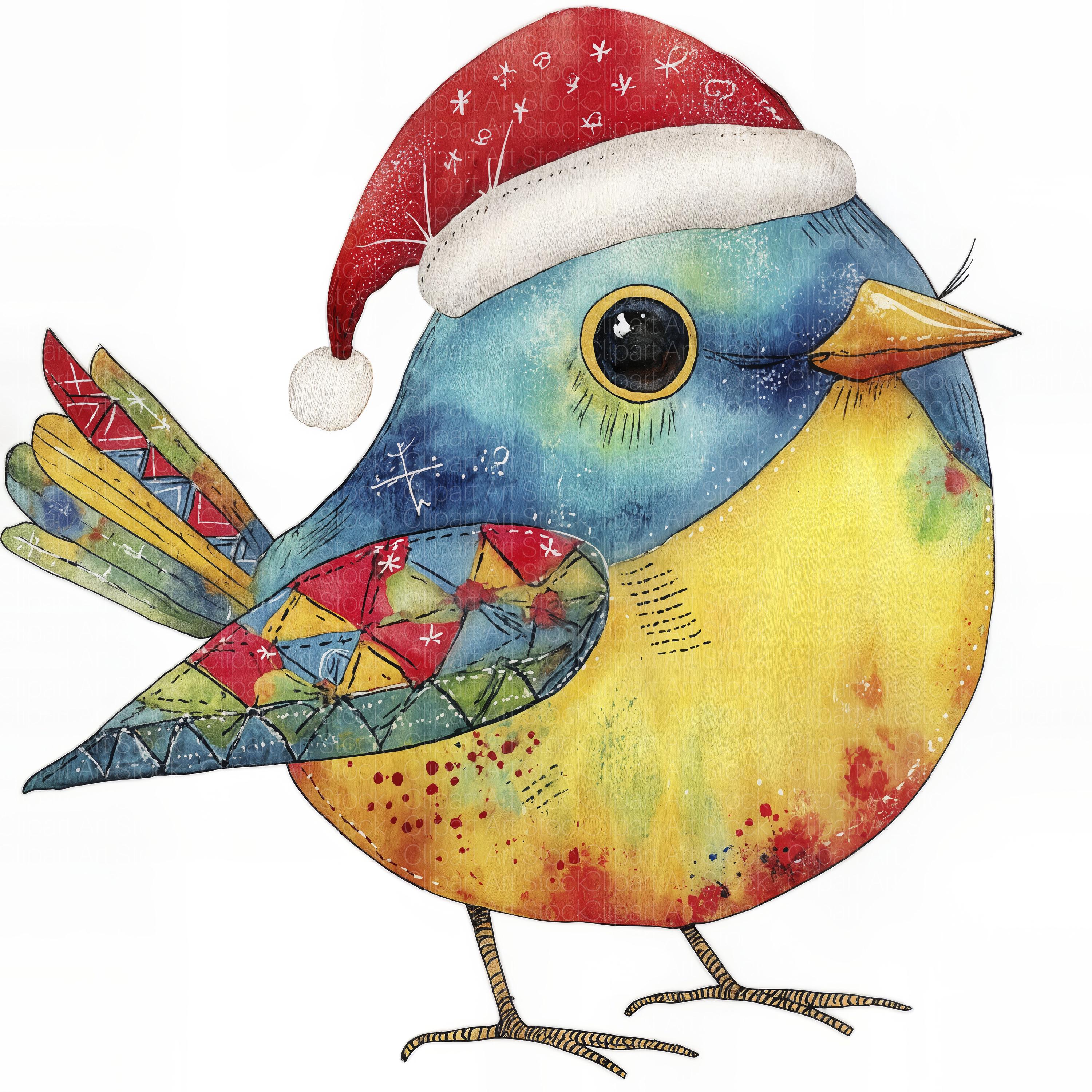 Watercolor Christmas Bird Clipart Set | Cute Festive Birds in Santa ...