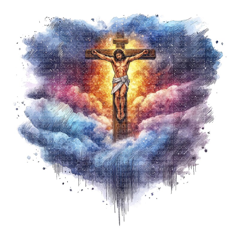 12 Jesus on Cross Clipart | Crucifixion | Easter Printable Illustration ...