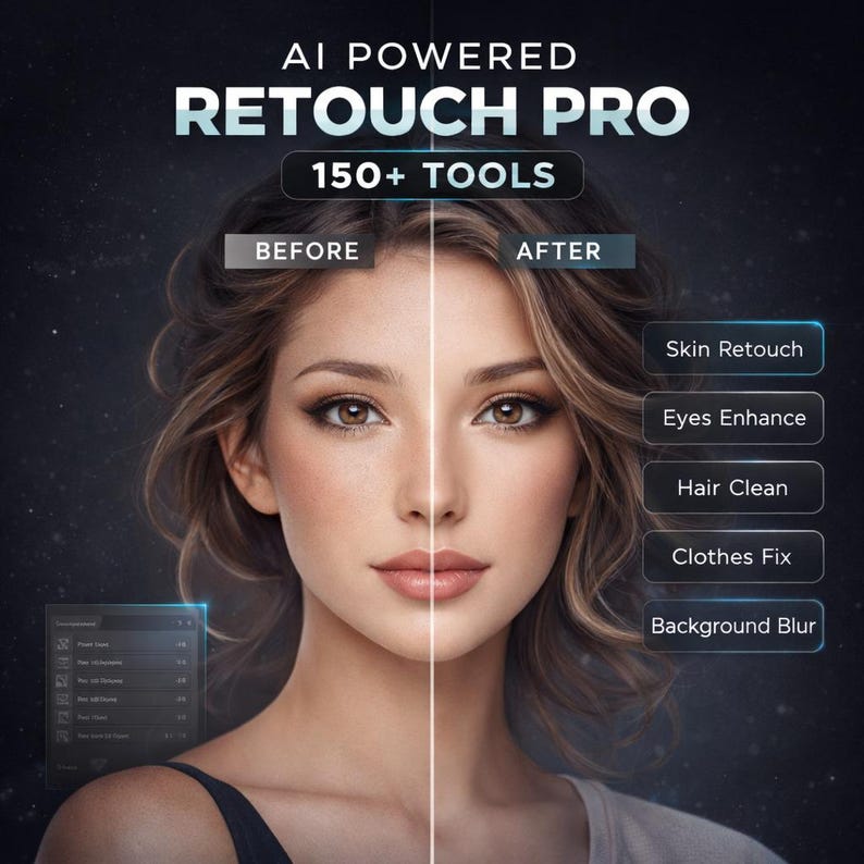 Retouch Pro Mega Bundle for Adobe Photoshop | AI Skin, Eyes, Hair ...