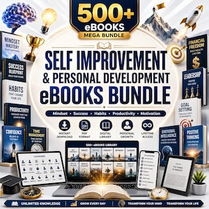 500+ Self Improvement & Personal Development eBooks Bundle | Mindset, Success, Productivity, Habits, Motivation PDF Library