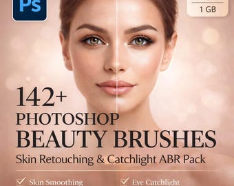 142種類以上のPhotoshopビューティーブラシ – スキンレタッチ＆キャッチライトABRパック | 輝く肌、輝く瞳、スキンブラシ | ポートレート編集ツール