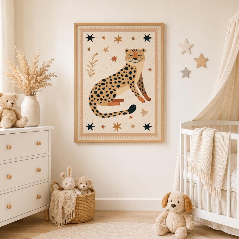 Leopard Wall Art Print, Safari Animal Poster, Boho Jungle Nursery Decor ...