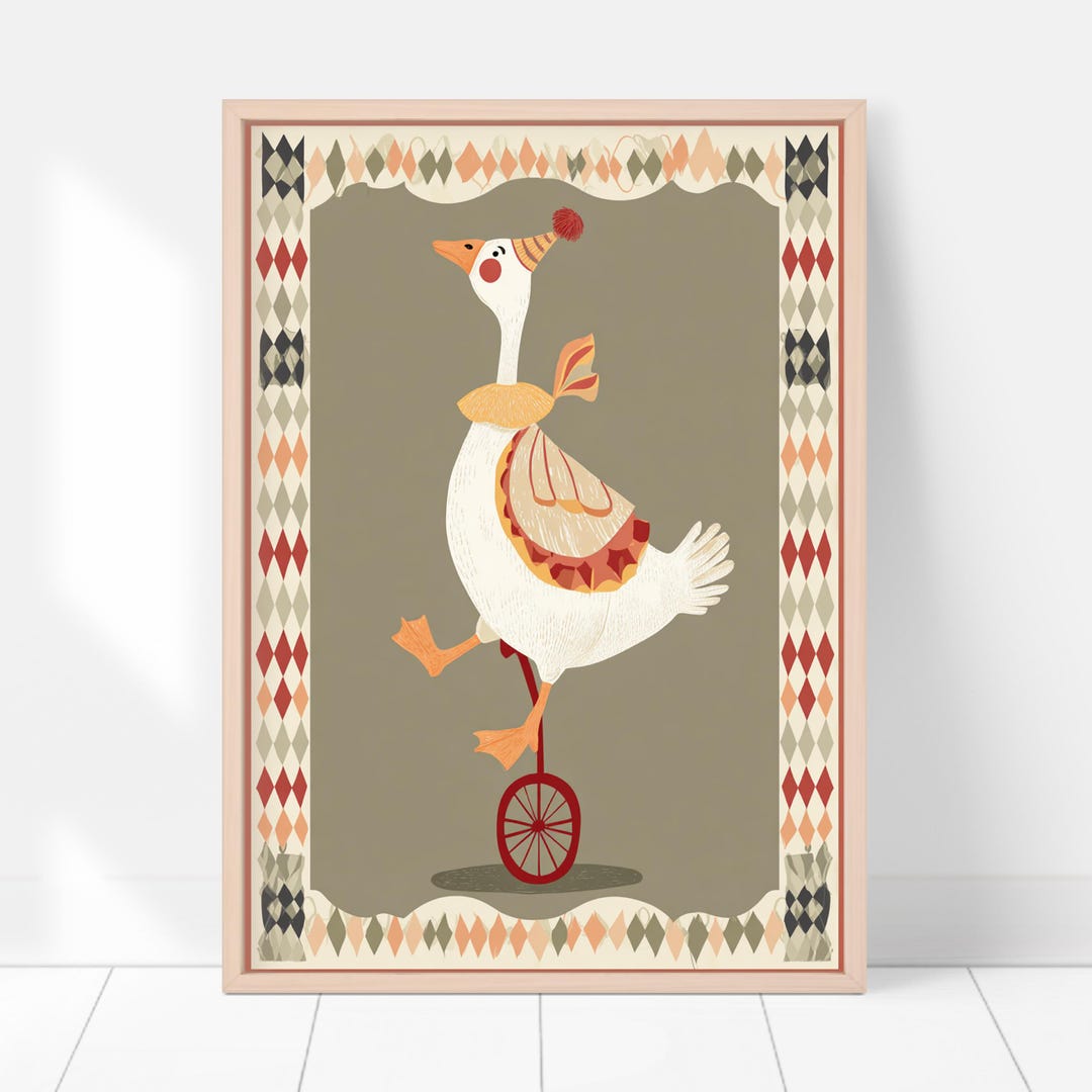 Circus Goose Printable Wall Art, Silly Goose Poster, Vintage Circus ...