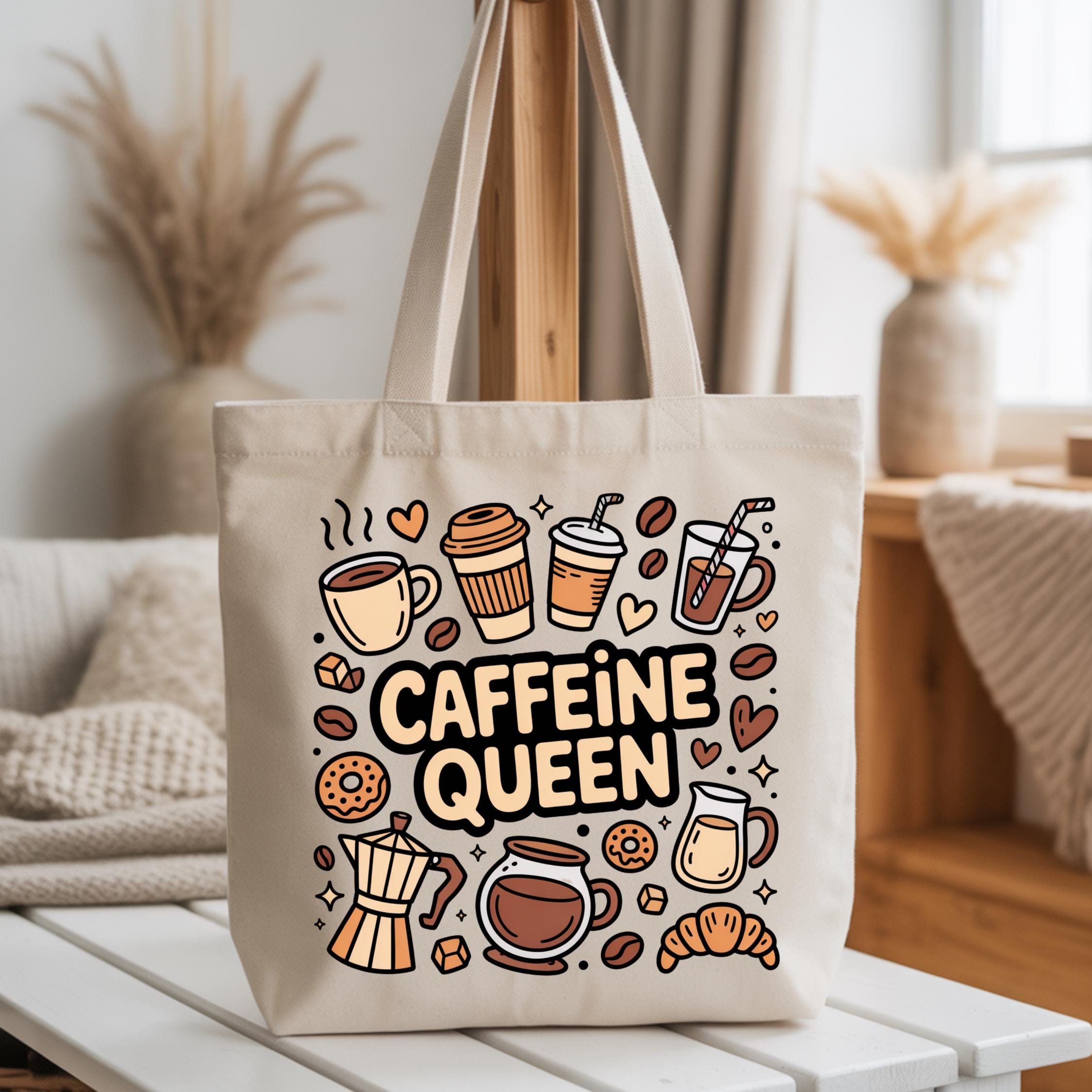 Caffeine Queen PNG, Funny Coffee Lover Sublimation Design, Digital ...