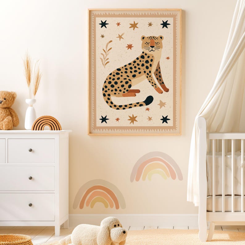 Leopard Wall Art Print, Safari Animal Poster, Boho Jungle Nursery Decor ...