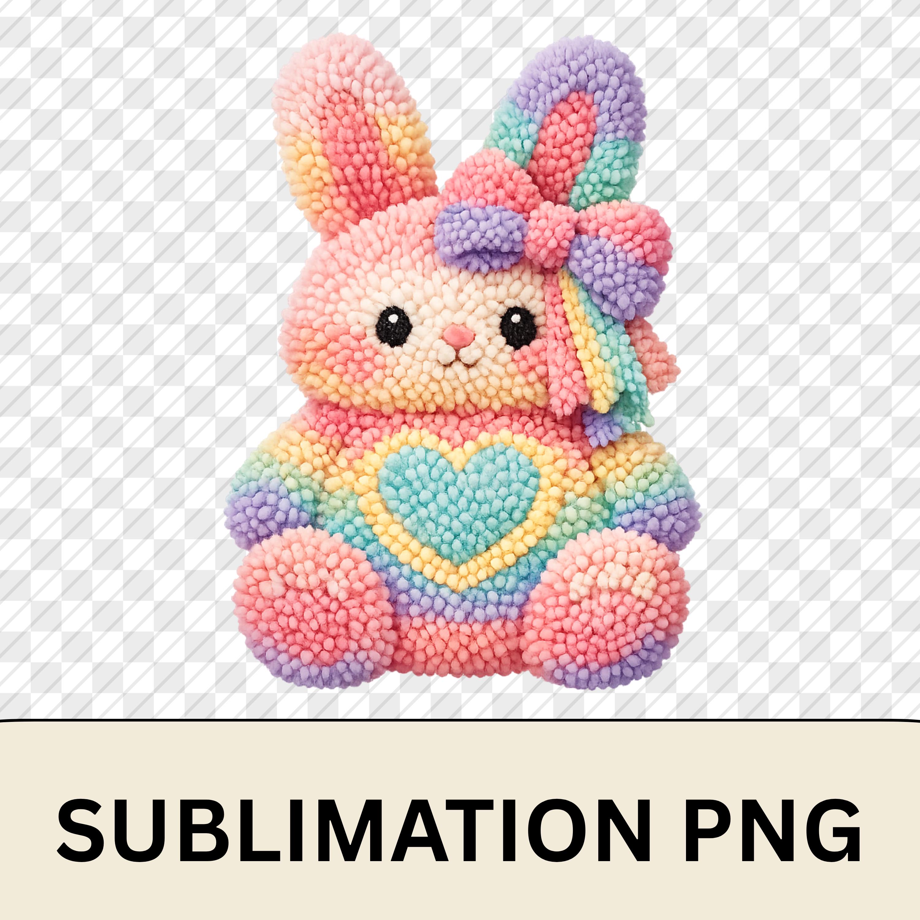 Rainbow Bunny PNG Pastel Latch Hook Style Clipart for Easter ...