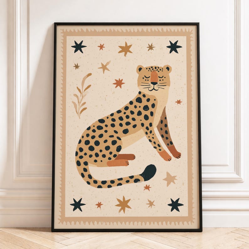 Leopard Wall Art Print, Safari Animal Poster, Boho Jungle Nursery Decor ...