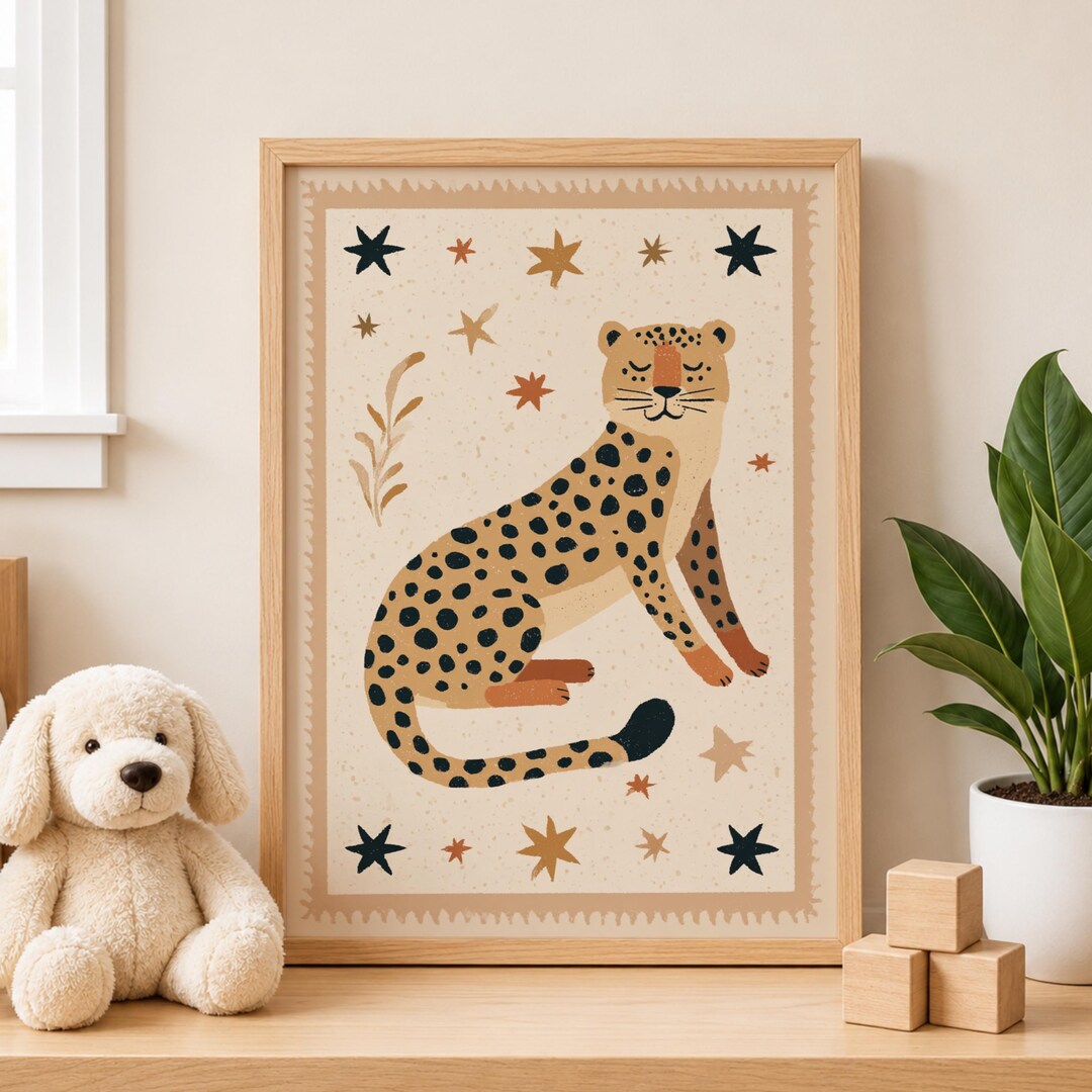 Leopard Wall Art Print, Safari Animal Poster, Boho Jungle Nursery Decor ...