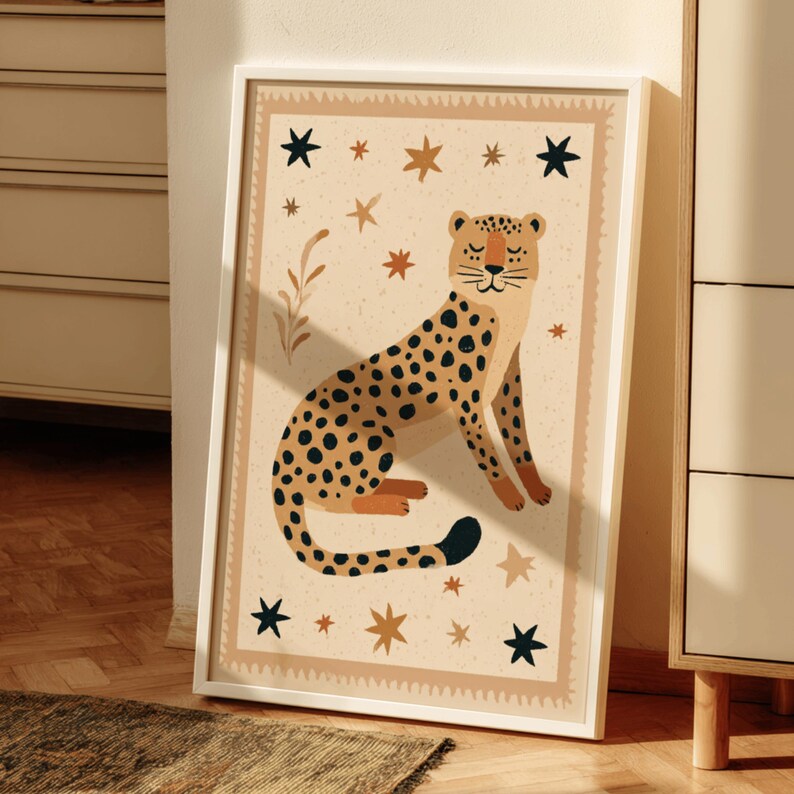 Leopard Wall Art Print, Safari Animal Poster, Boho Jungle Nursery Decor ...