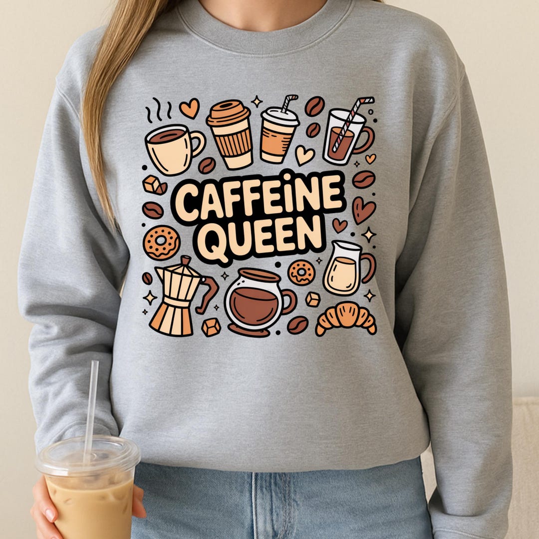 Caffeine Queen PNG, Funny Coffee Lover Sublimation Design, Digital ...