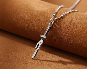 Toji Sword Necklace – Tianri Spear Blade Pendant, Anime Cosplay Necklace, Unisex Choker, Zinc Alloy Jewelry, Gift for Anime Fans