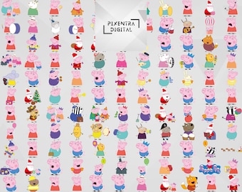 Pepp.a Pig SVG PNG EPS pdf-bestanden bundel, gelaagde bestanden, Pepp.a Pig gesneden bestanden, Pepp.a Pig clipart, digitale stickers, Pepp.a Pig Cricut