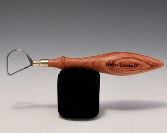 Pear Shaped Tungsten Carbide Looping Tool with Rose Wooden Handle~The Hardest Pottery Trimming Tool Designed by Hsin-Chuen Lin