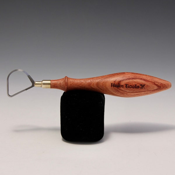 Pear Shaped Tungsten Carbide Looping Tool with Rose Wooden Handle~The Hardest Pottery Trimming Tool Designed by Hsin-Chuen Lin