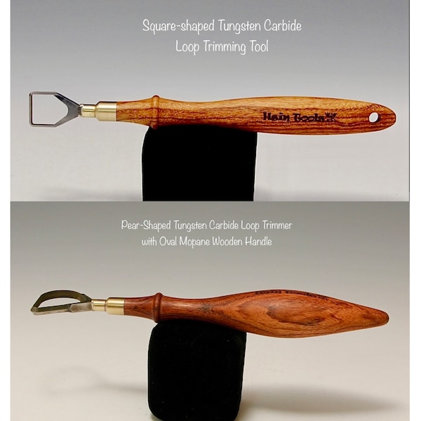 Pear & Square-Shaped Tungsten Carbide Pottery Loop Trimming Tools with Oval Mopane Wooden Handles~ Designed by Hsin-Chuen Lin