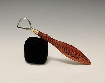 Pear Shaped Tungsten Carbide Looping Tool with Oval Mopane Wooden Handle~The Hardest Pottery Trimming Tool Designed by Hsin-Chuen Lin