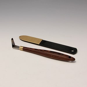 A Tungsten Carbide L-shaped Trimming Tool (TCW-3, Round tip) with Wenge Wooden Handle+a Diamond file Designed by Hsin-Chuen Lin