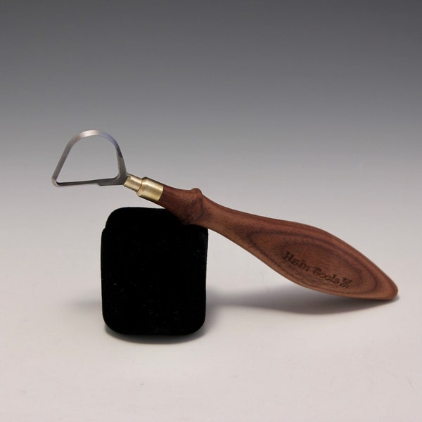 Pear Shaped Tungsten Carbide Looping Tool with Walnut Wooden Handle~The Hardest Pottery Trimming Tool Designed by Hsin-Chuen Lin