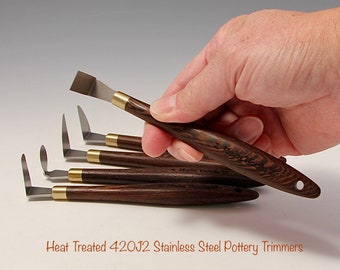 A choice 1 out of 5 Hardened 420 Stainless Steel Pottery Trimming Tools  (©copy right #TXu 1-961-453) Designed by Hsin-Chuen Lin