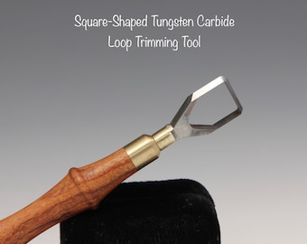 Square-shaped Tungsten Carbide Looping Tool with Smaller Mopane Wooden Handle~The Hardest Pottery Trimming Tool Designed by Hsin-Chuen Lin