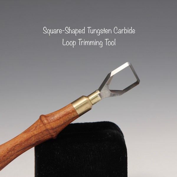 Square-shaped Tungsten Carbide Looping Tool with Smaller Mopane Wooden Handle~The Hardest Pottery Trimming Tool Designed by Hsin-Chuen Lin