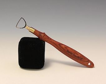 D-shaped Tungsten Carbide Looping Tool with Smaller Mopane Wooden Handle~The Hardest Pottery Trimming Tool Designed by Hsin-Chuen Lin