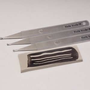 A set of 3 Precision (Sanggam) Carving/Sgraffito Tools with Silicon Sleeves by Master Potter HsinChuen Lin 林新春