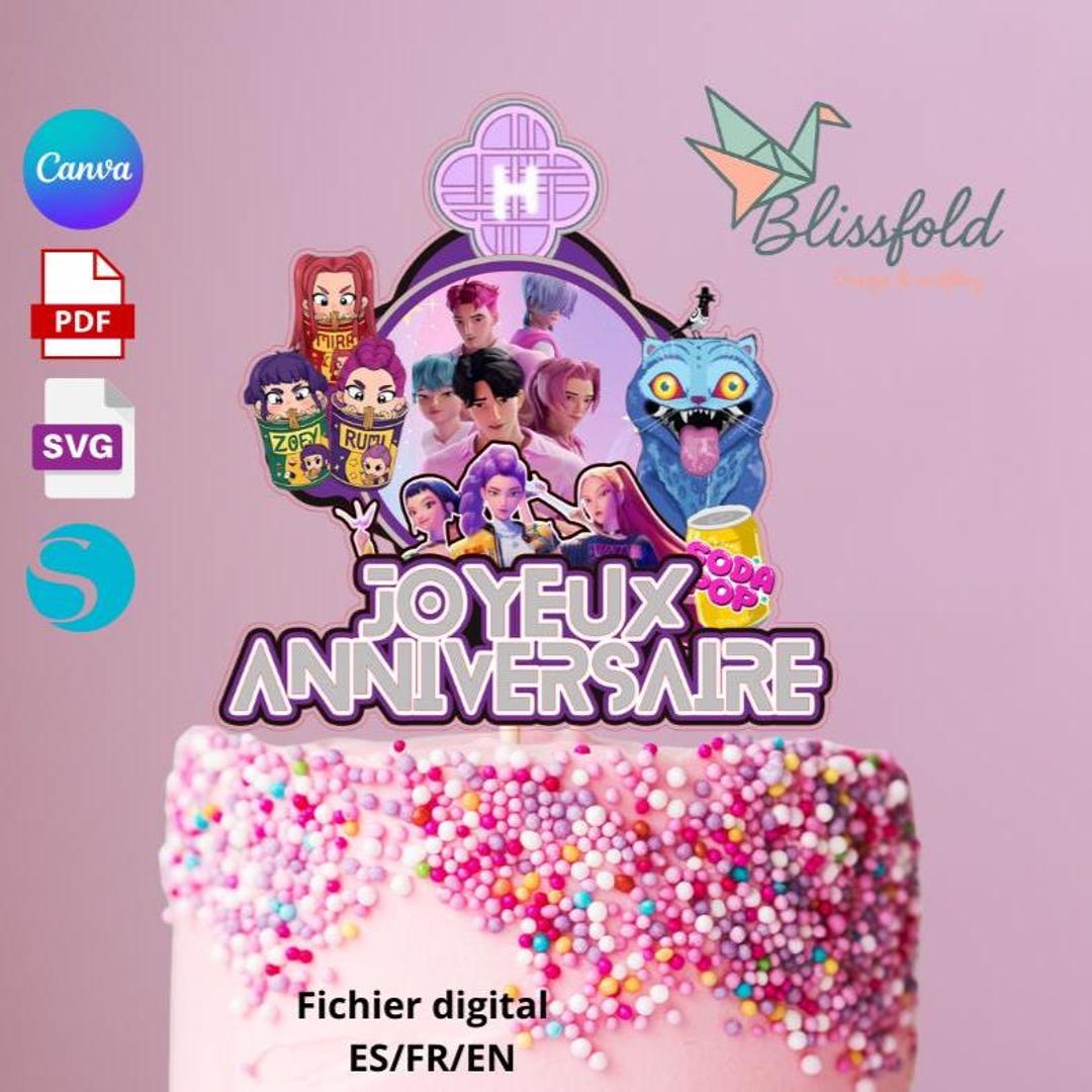 K-pop Demon Hunters-inspired Printable Topper Kit – SVG + Studio3 ...