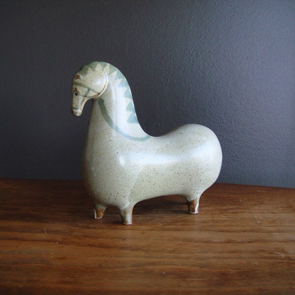 Stig Lindberg Modern Horse Sculpture, Mid Century Modern Ceramic Horse Figurine, Eames Era