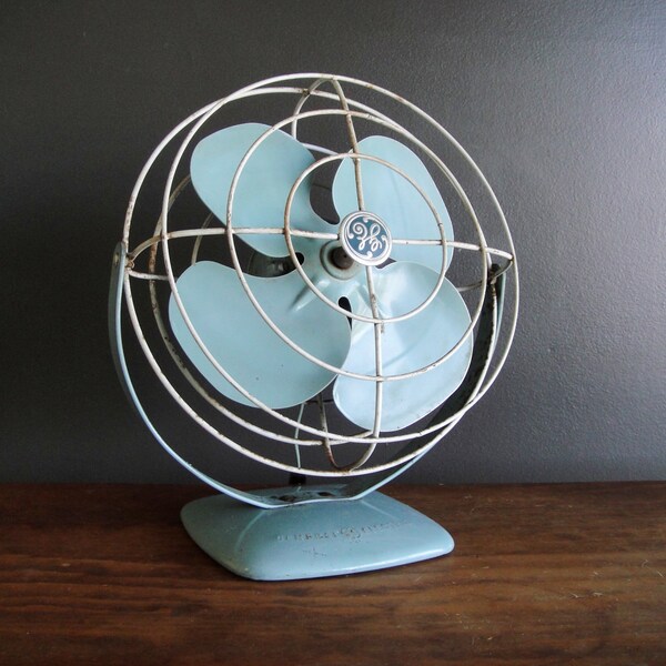 Mint GE Fan, Vintage General Electric Fan in Blue/Mint, Mid Century Home Decor, Retro Industrial Chic