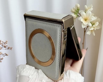 Electroplated Leather Magnetic Case for Samsung Z Flip 7 6 5 4 3 | Shockproof Bumper with Hinge Protection Cover