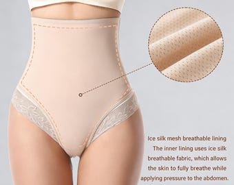 Pantalon gainant taille haute en soie glacée, sous-vêtements de levage des fesses en dentelle sans couture