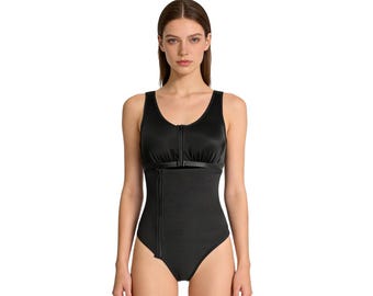 Sous-vêtements amincissants à haute élasticité, fermeture éclair abdominale, corps et bonnet de poitrine fendus