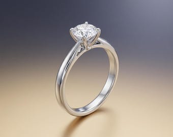 Classic 1 Ct Moissanite Solitaire Ring | 925 Sterling Silver 6-Prong Round Engagement Ring