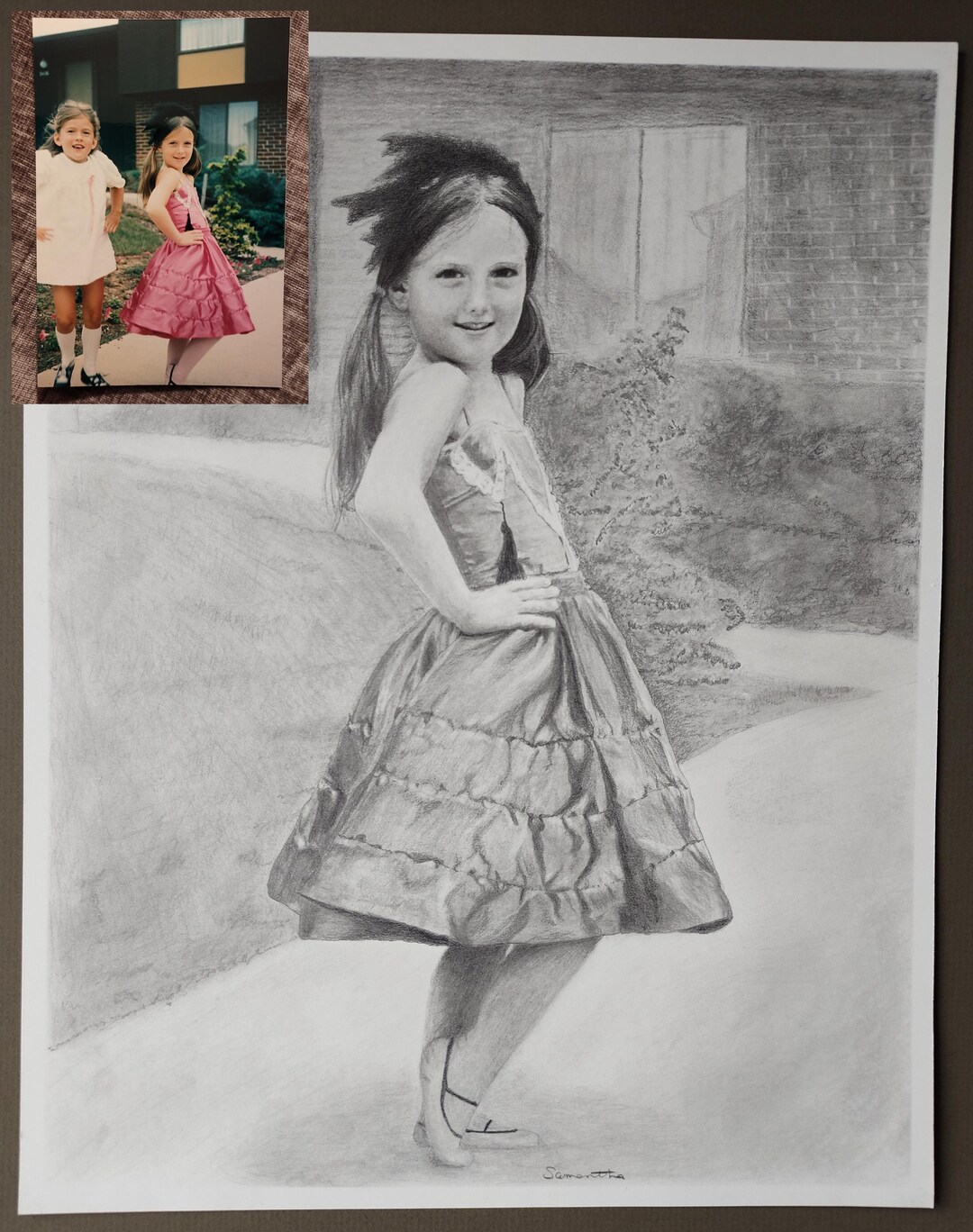 Custom Hand-drawn Graphite Portrait From Photos. Personalized Realistic ...