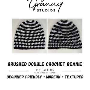 Patrón de gorro de ganchillo doble cepillado | PDF de ganchillo para principiantes | Gorro moderno a rayas | Patrón de ganchillo de arriba hacia abajo