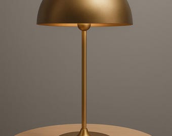 Modern Brass Dome Table Lamp – Minimalist Bedside Lamp – for Home Office & Living Room Decor