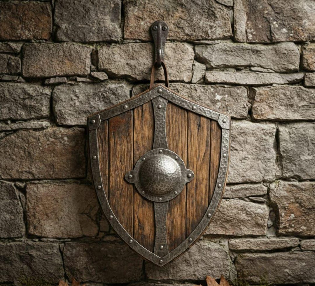 Rustic Shield Medieval Wooden Shield Wall Decor | Rustic Knight Shield With Metal ...
