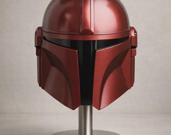 Mandalorian Red Helmet | Cosplay Collectible Armor | Star-Inspired Sci-Fi Helmet Prop Replica