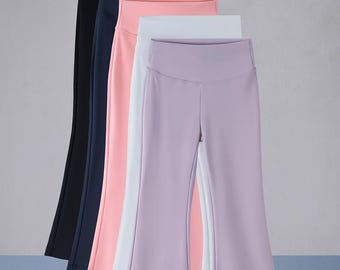 Leggings acampanados de cintura alta para mujer / Pantalones de yoga elásticos / Ropa deportiva de pierna ancha / Ropa deportiva y casual