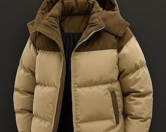 Chaqueta acolchada de invierno para hombre / Abrigo grueso y cálido con capucha