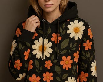 Women's Floral Hoodie | Daisy Blossom Print, Cottagecore Fashion