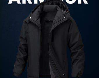 Men’s Waterproof Winter Jacket – Fleece Lined Hooded Outdoor Coat – Windproof Warm Jacket