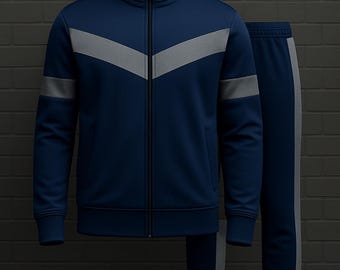 Chándal bicolor para hombre / Conjunto deportivo con cremallera completa / Chaqueta y pantalones deportivos