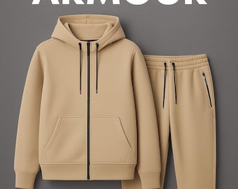 Unisex Fleece Zip-Up Hoodie Tracksuit Set - Comfortable Loungewear