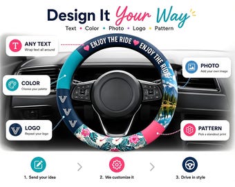 Custom Photo Text Logo Steering Wheel Cover – Personalized Auto Accessory