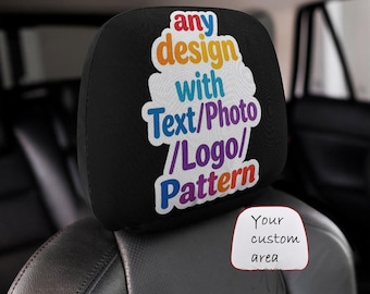 Funda personalizada para reposacabezas de coche, funda personalizada para reposacabezas de coche con logotipo, texto o foto, ajuste universal (1 unidad / 2 unidades)