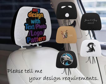 Funda personalizada para reposacabezas de coche con logotipo, texto o foto, funda universal (1 unidad / 2 unidades).