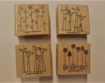 Stampin Up Wood Mounted Rubber Stamp Set - Simple Somethings