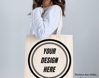 Custom Cotton Canvas Tote Bags, Personalized Text or Logo Tote Bag, Reusable Bag, Custom Gift for Women, Bridesmaid Gift, Small Business Bag